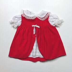 Vintage Babyfair Dress Baby Girls Size 9m Red Velvet Christmas Holiday